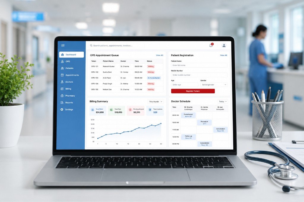 Hospital Management Software dashboard