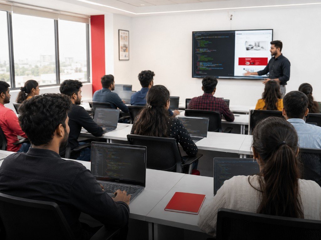 Students in IT training classroom at RedTech Software